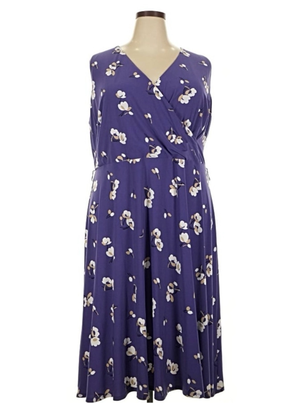 Ralph Lauren Purple Floral Wrap Midi Dress